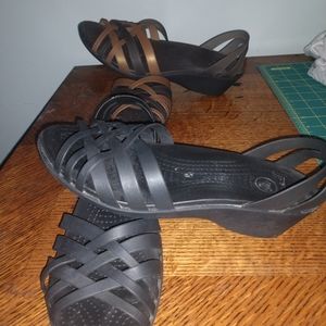 2 pairs Crocs sandal wedge huarache size 8 8.5 9